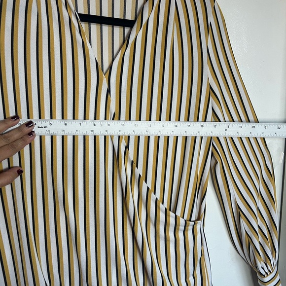 Adrianna Papell Cream and Gold Striped Blouse - Picture 6 of 8